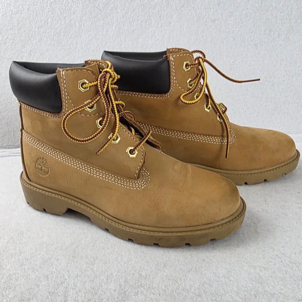 Timberland Premium Waterproof 6 Inch Boots Wheat Nubuck Youth Boys Size 1